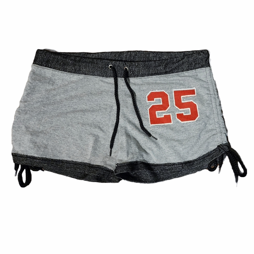 Wild Punch Juniors Varsity Lace Up Athletic Hot Shorty Shorts Gray 2X Runs Small